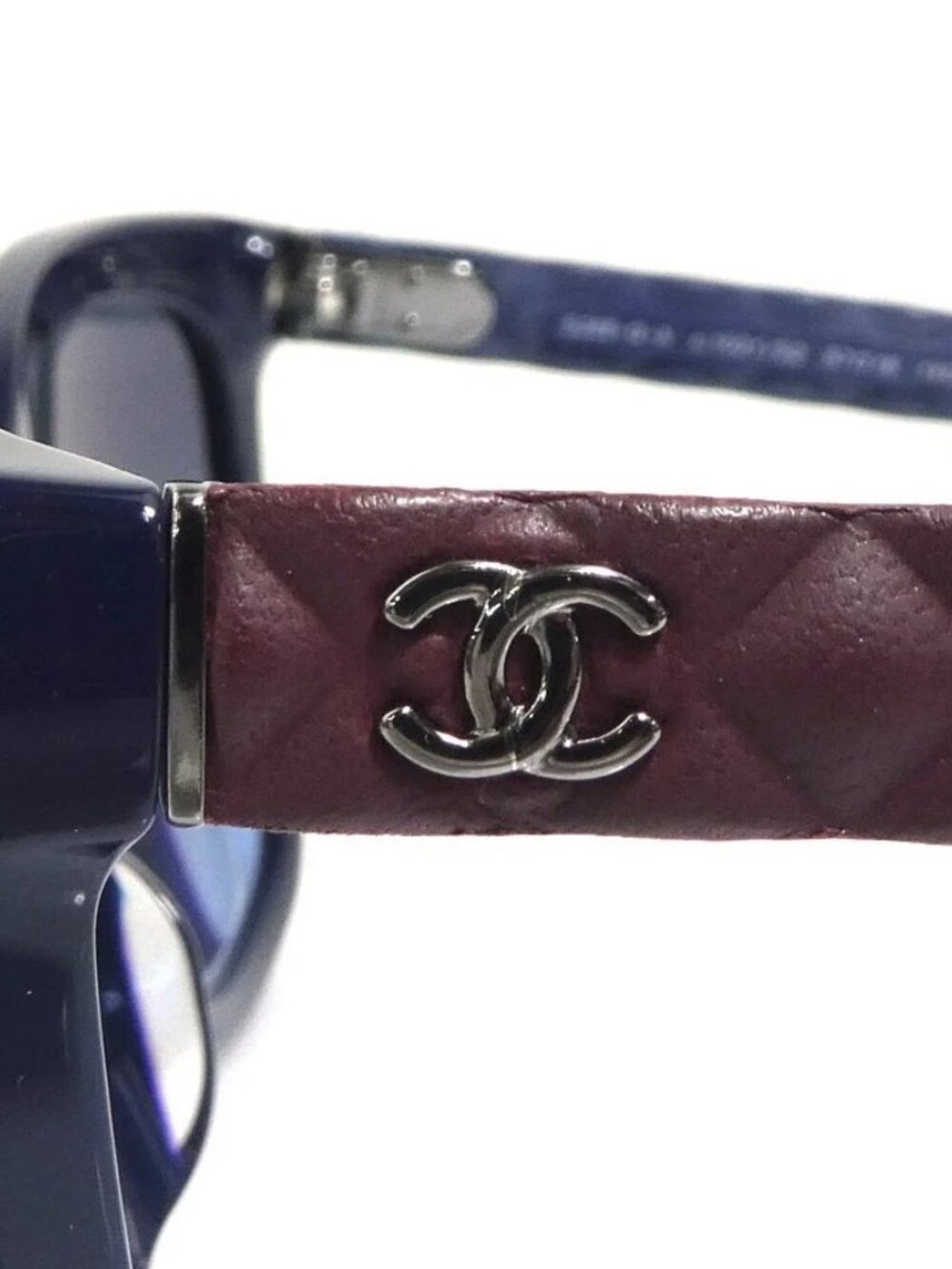 Auth CHANEL CC Logo Sunglasses Navy/Burgundy Plastic - e61907i - Picture 7 of 11